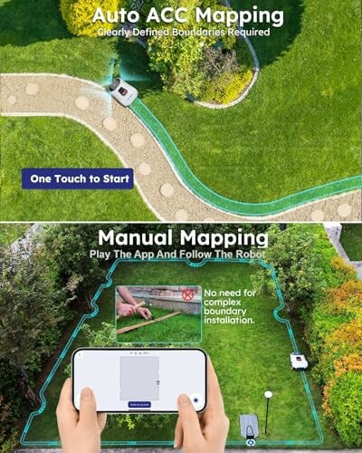 Comparison of automatic and manual mapping for robot lawn mower.